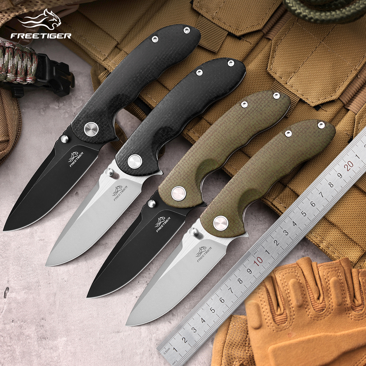 Hunting Camp Outdoor Kitchen - FREETIGER New Folding Knife with 14C28N